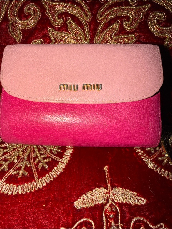 Miu Miu Handbags - Miu Miu Bicolor Leather Compact Wallet two-tone Rosa and Peonia colorway.  EUC